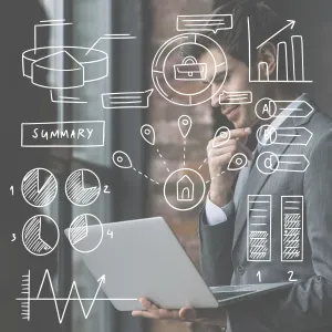 A stylized icon representing strategic architecture